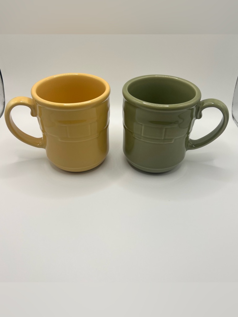 Vintage Longaberger Pottery Woven Traditions Mugs ~ Butternut & Sage